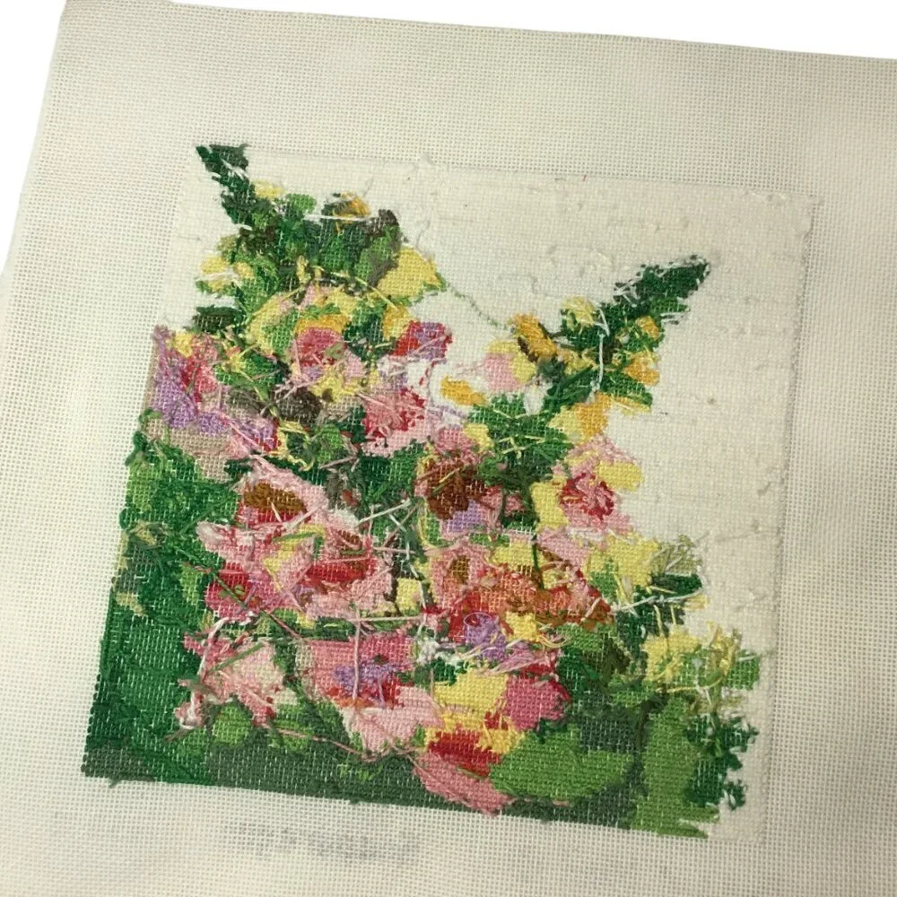 Finished Ready to Frame Needlepoint Too Peas of Mind Snapdragon Hand Painted - Picture 7 of 8